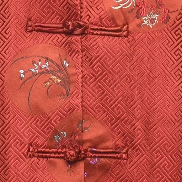 Asian Kimono Jacket Frog Closures Pointed Collar Long Sleeve Silk Blend Sz M - Picture 3 of 8